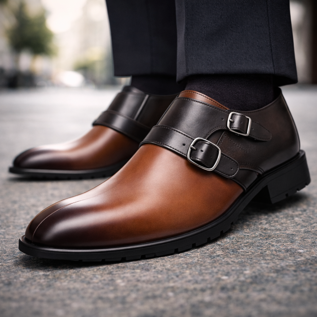 VAREX Monk Strap Leather Shoes
