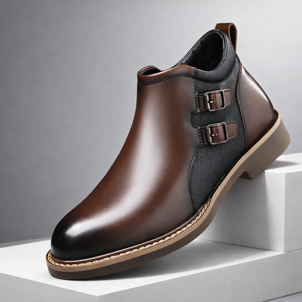 VAREX Leather Monk Strap Boots
